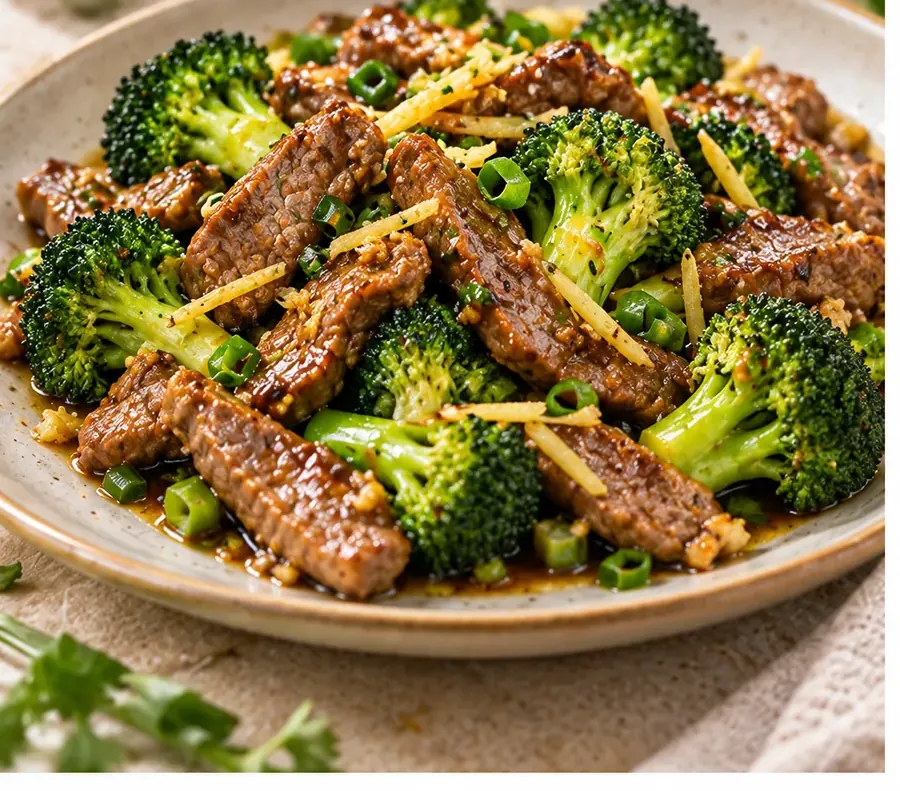Manzo e broccoli allo zenzero