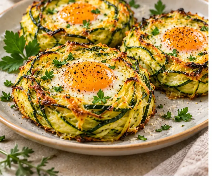 Uova in nido di zucchine