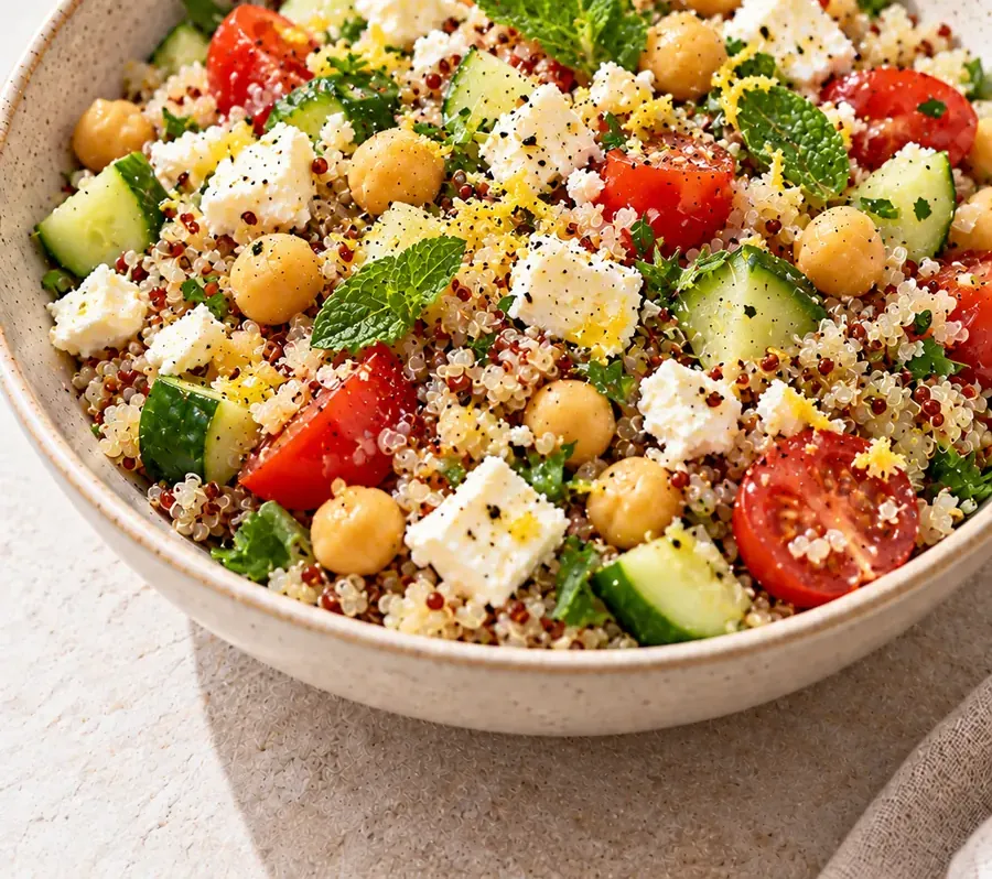 Insalata di quinoa, feta e ceci