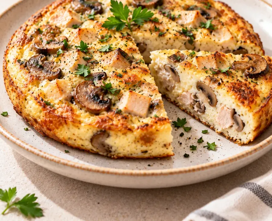 Frittata di albumi, tacchino e funghi