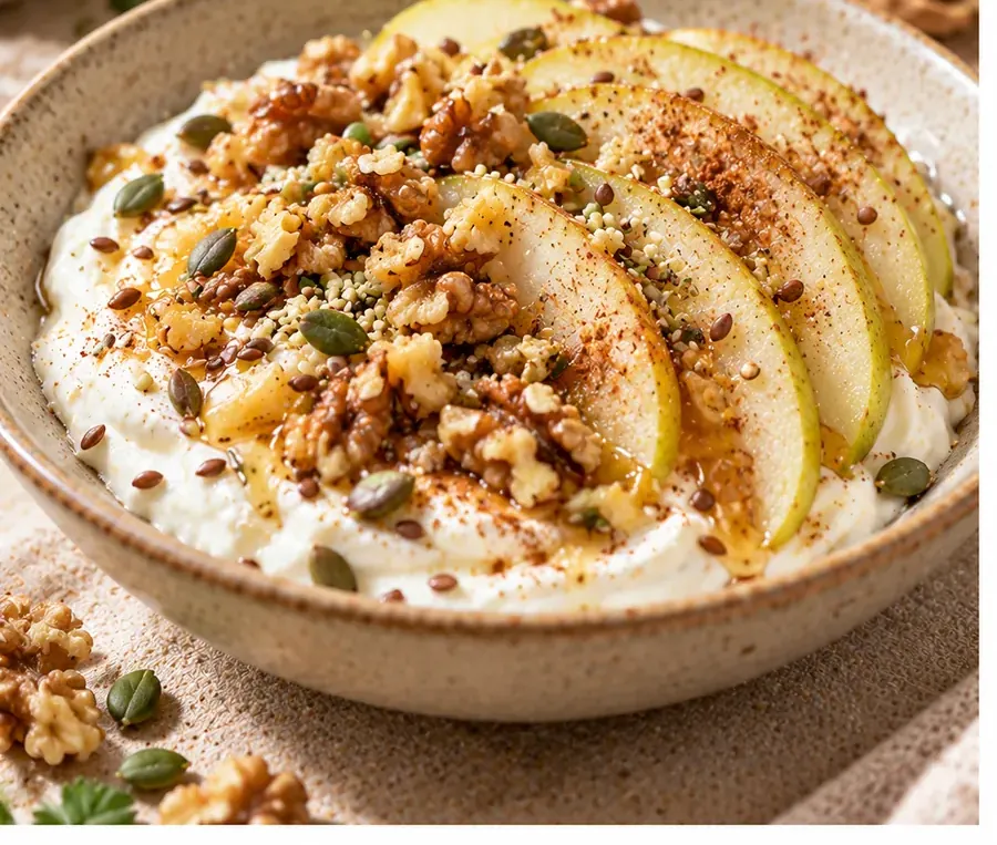 Bowl yogurt greco, pera e noci