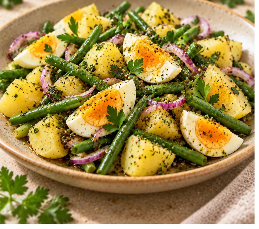 Insalata di uova, patate e fagiolini