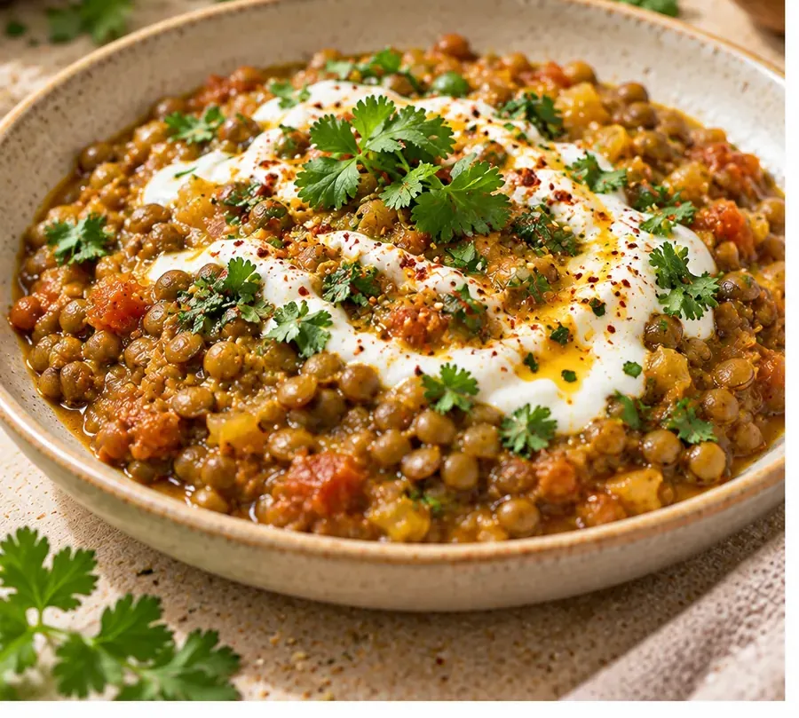 Curry di lenticchie e yogurt
